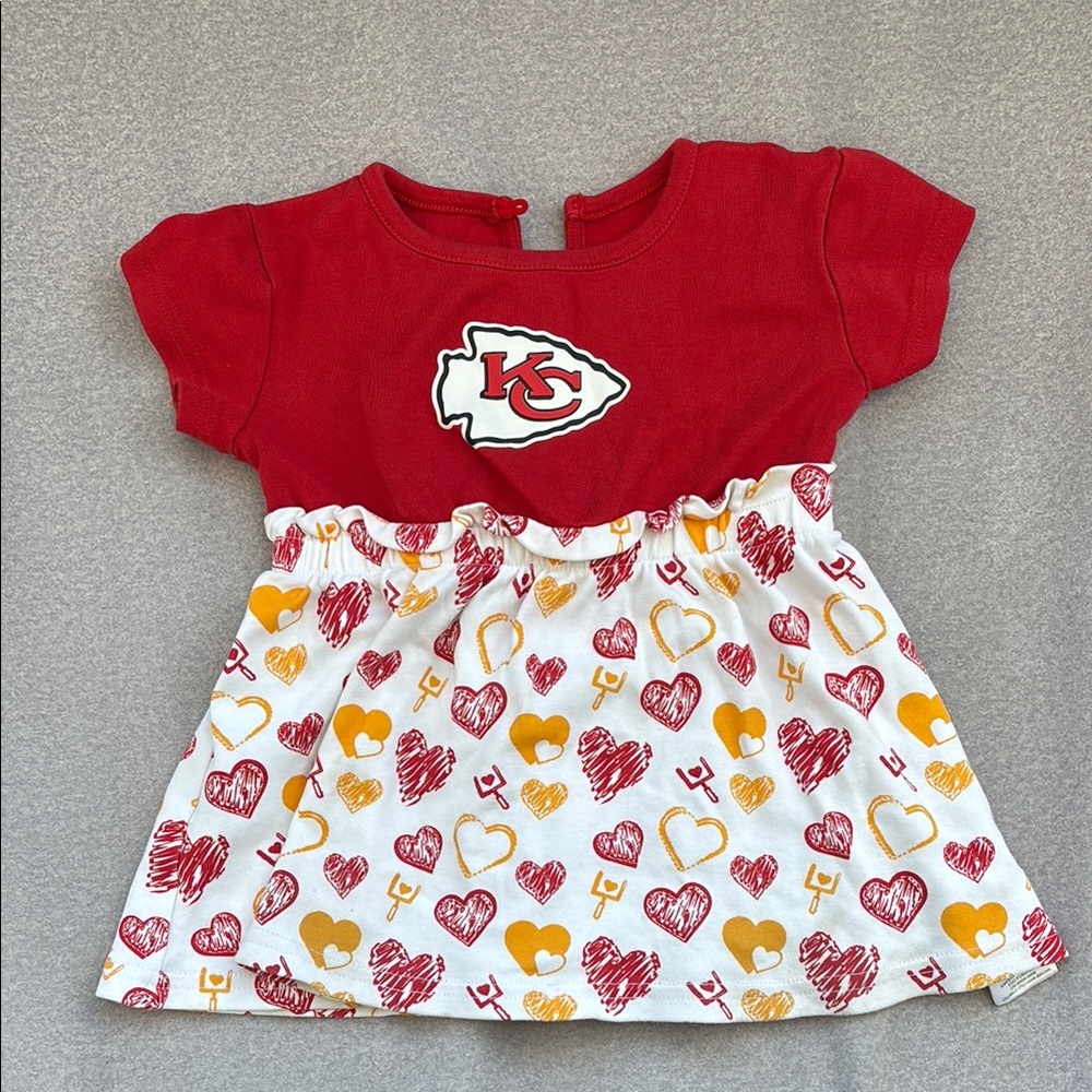 NFL Kansas City Chiefs Red and White Baby Dress, Size 12-18 Months